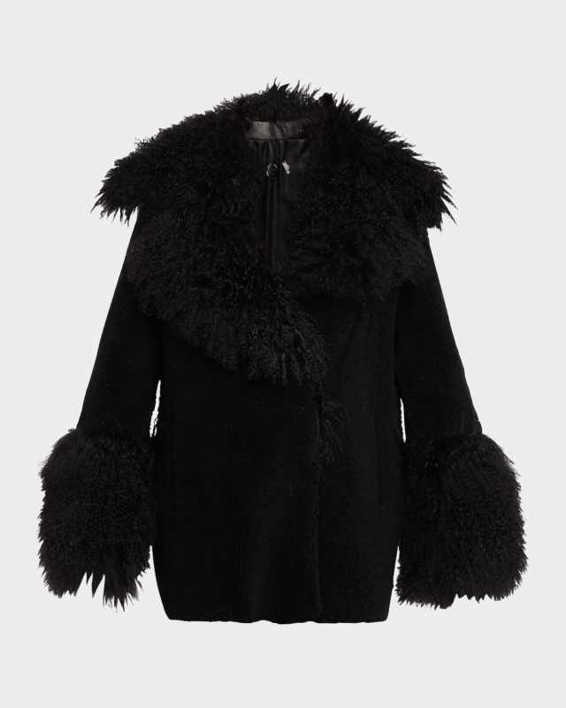 Annalise Wool Shearling-Trim Coat